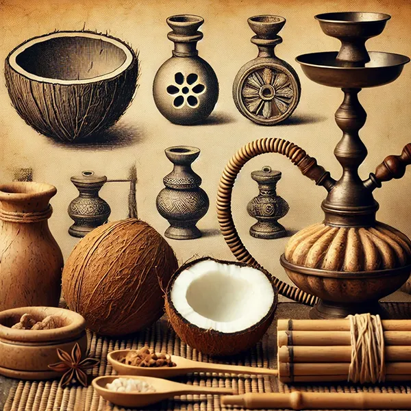 Early hookah designs were simple, using basic materials like coconut shells and bamboo.
